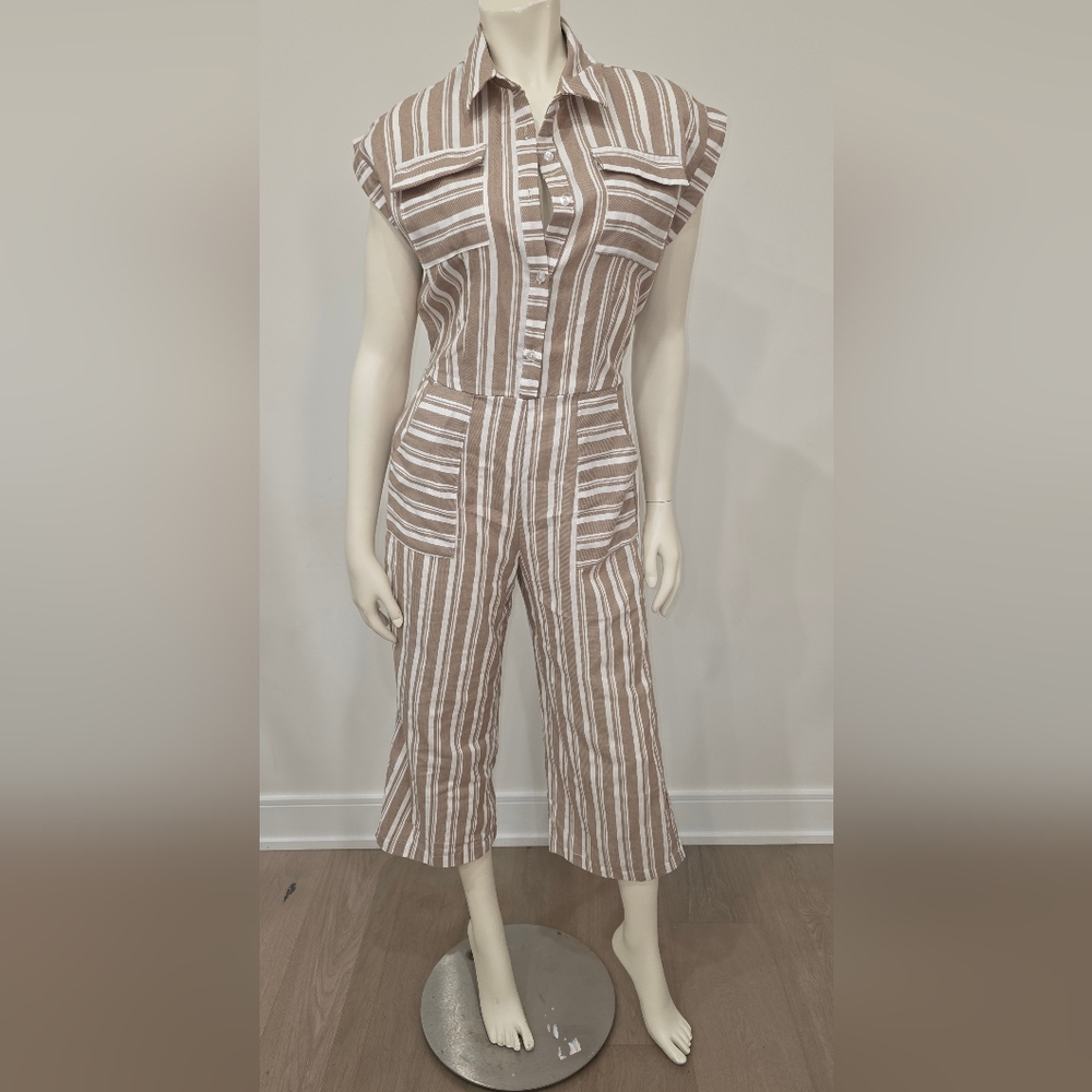 Monteau Vertical Stripes Utility Jumpsuit S